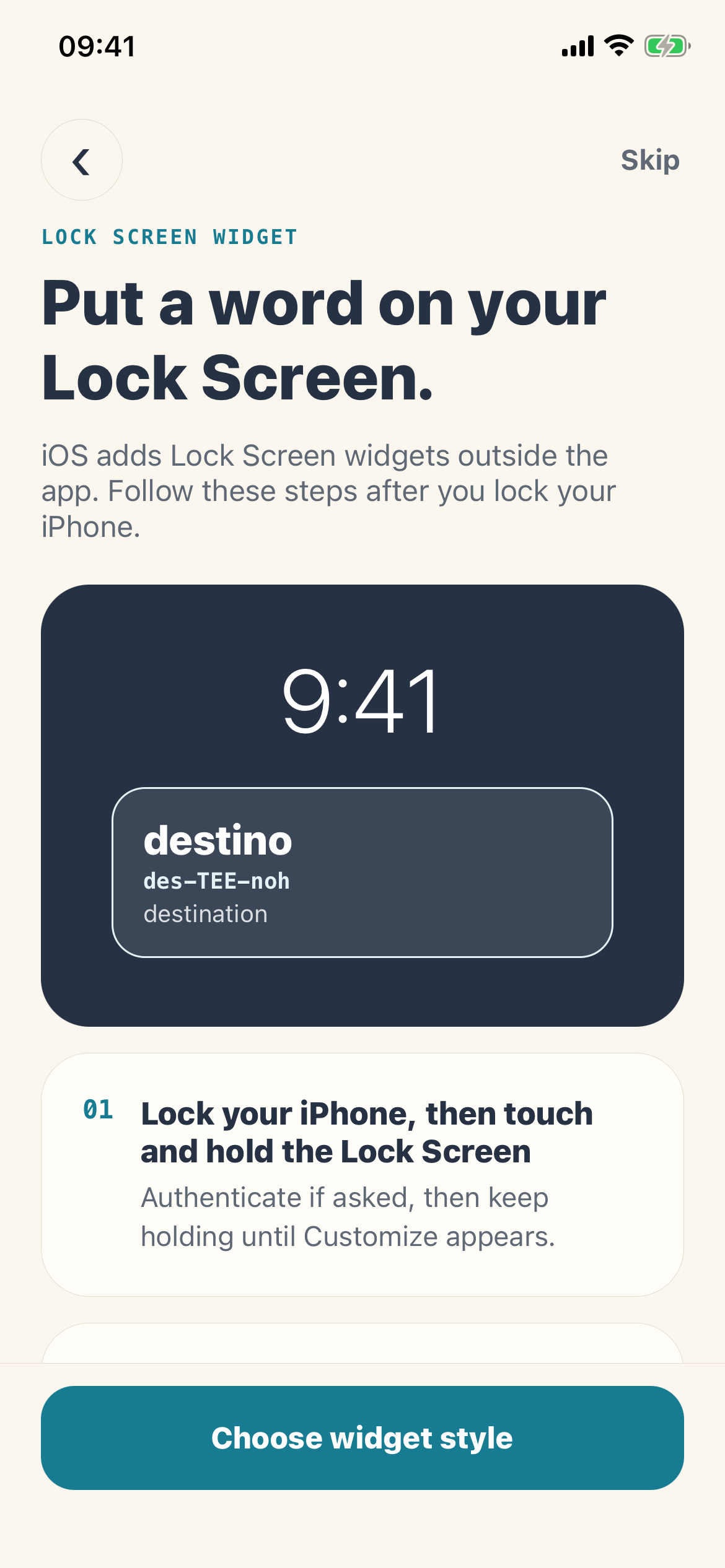 LingoGlint instructions for putting a language word on the iPhone Lock Screen